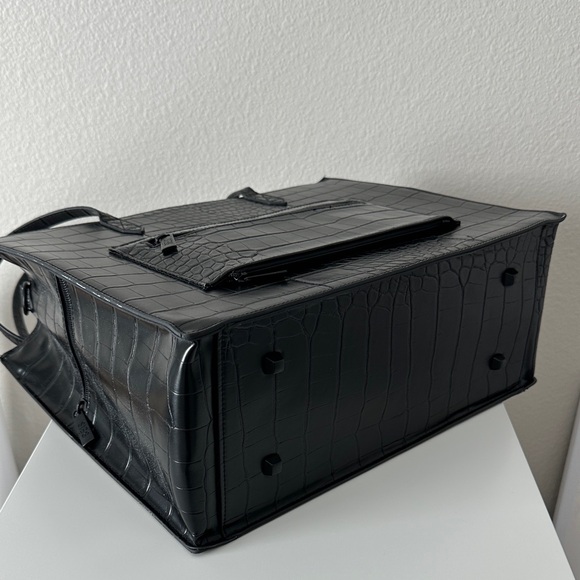 BEIS Black Croc-Embossed Work Tote - Picture 6 of 7